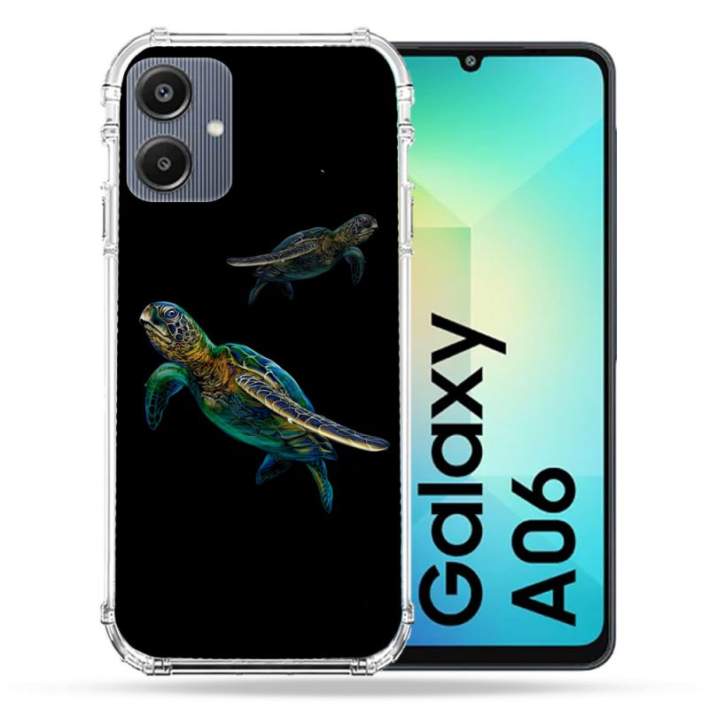 Coque Renforcée Pour Samsung Galaxy A06 Animal Tortue Noire multicolore