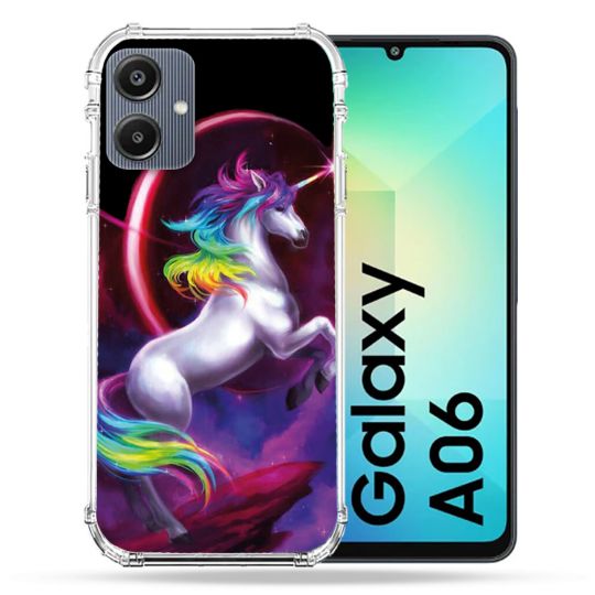 Coque Renforcée Pour Samsung Galaxy A06 Fantastique Licorne Arc en ciel