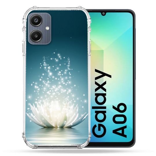 Coque Renforcée Pour Samsung Galaxy A06 Fleur Lotus Blanc