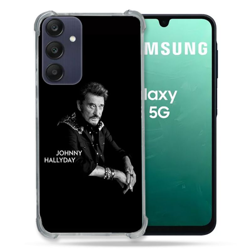Coque Renforcée Pour Samsung Galaxy A16 5G Musique Johnny Hallyday Noir