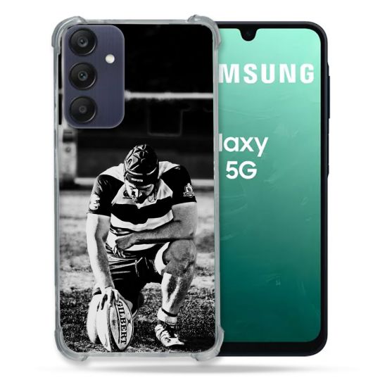 Coque Renforcée Pour Samsung Galaxy A16 5G Sport Rugby Noir Blanc