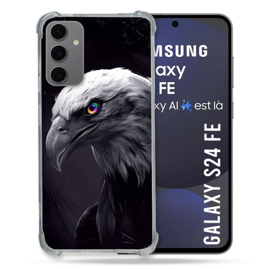 Coque Renforcée Pour Samsung Galaxy S24 FE Animal Aigle Royal Noir