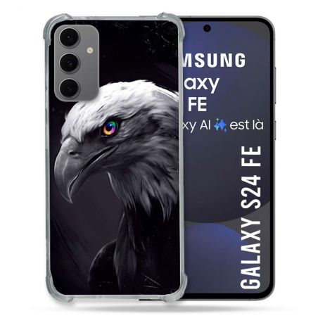 Coque Renforcée Pour Samsung Galaxy S24 FE Animal Aigle Royal Noir