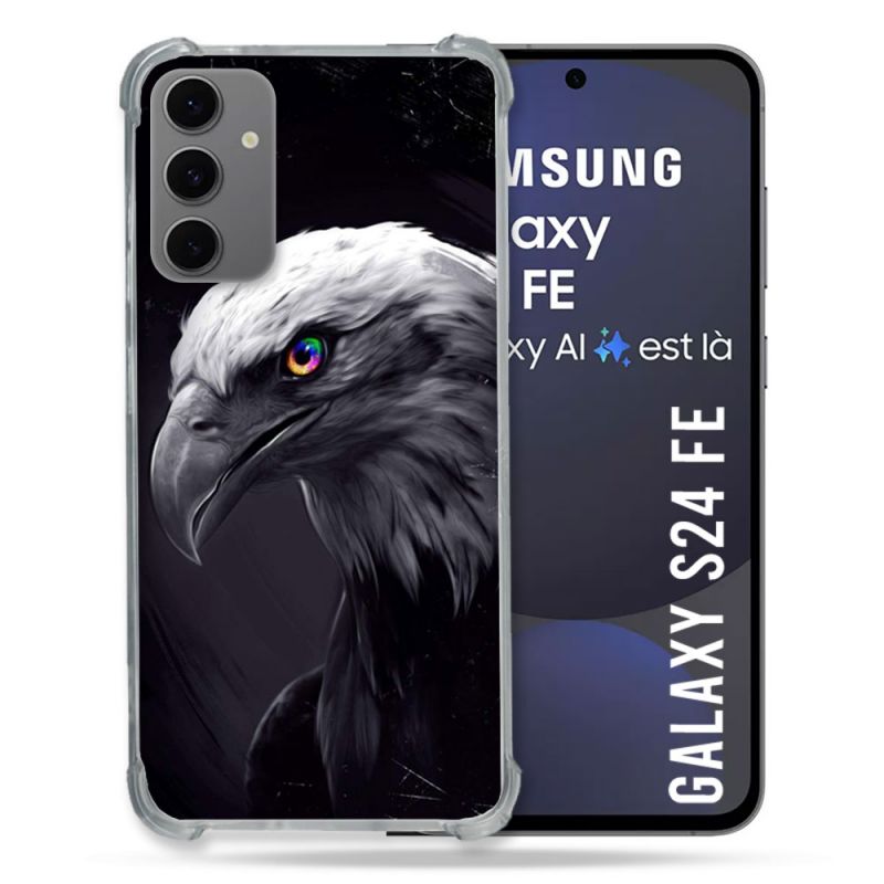 Coque Renforcée Pour Samsung Galaxy S24 FE Animal Aigle Royal Noir