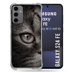 Coque Renforcée Pour Samsung Galaxy S24 FE Animal Chat Gris