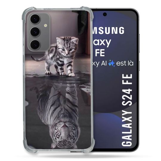 Coque Renforcée Pour Samsung Galaxy S24 FE Animal Chat Reflet