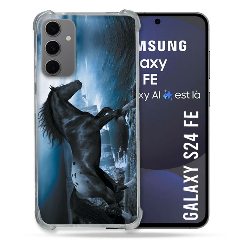 Coque Renforcée Pour Samsung Galaxy S24 FE Animal Cheval Noir
