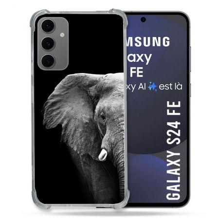 Coque Renforcée Pour Samsung Galaxy S24 FE Animal Elephant Noir