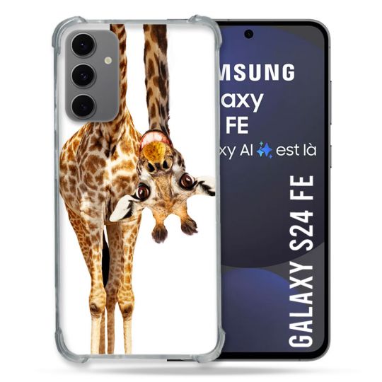 Coque Renforcée Pour Samsung Galaxy S24 FE Animal Girafe Blanche