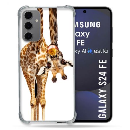 Coque Renforcée Pour Samsung Galaxy S24 FE Animal Girafe Blanche