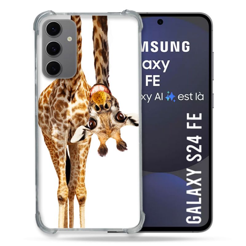 Coque Renforcée Pour Samsung Galaxy S24 FE Animal Girafe Blanche