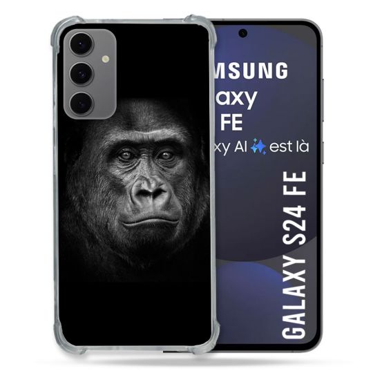 Coque Renforcée Pour Samsung Galaxy S24 FE Animal Gorille Noir