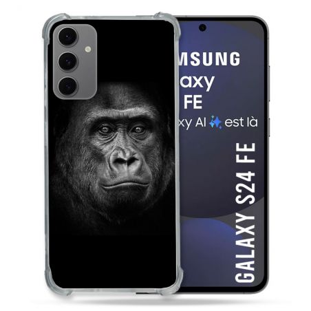 Coque Renforcée Pour Samsung Galaxy S24 FE Animal Gorille Noir