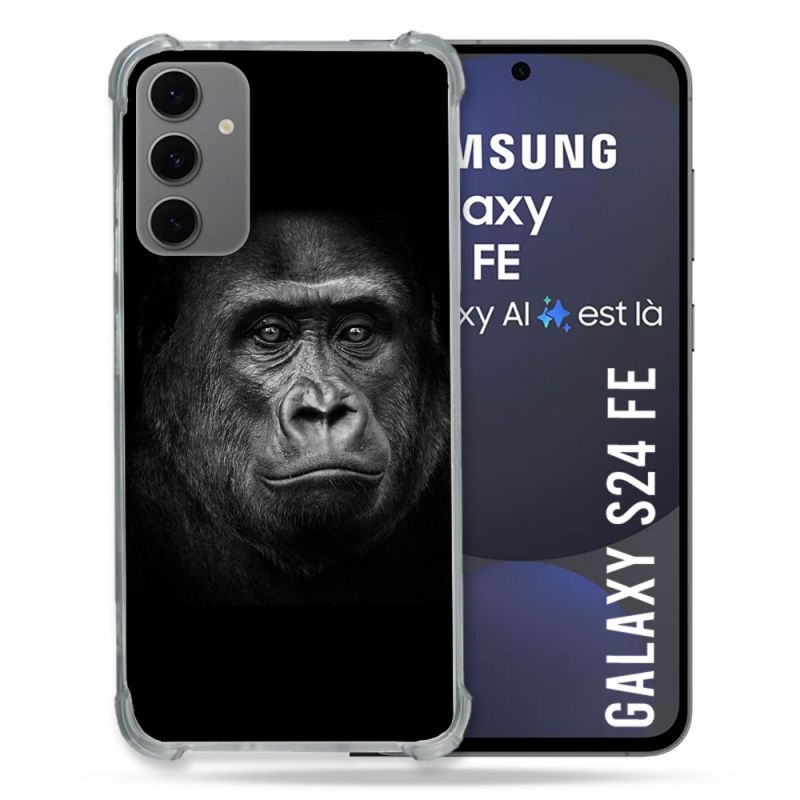 Coque Renforcée Pour Samsung Galaxy S24 FE Animal Gorille Noir