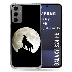 Coque Renforcée Pour Samsung Galaxy S24 FE Animal Loup Noir