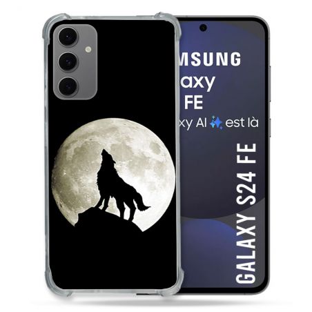 Coque Renforcée Pour Samsung Galaxy S24 FE Animal Loup Noir