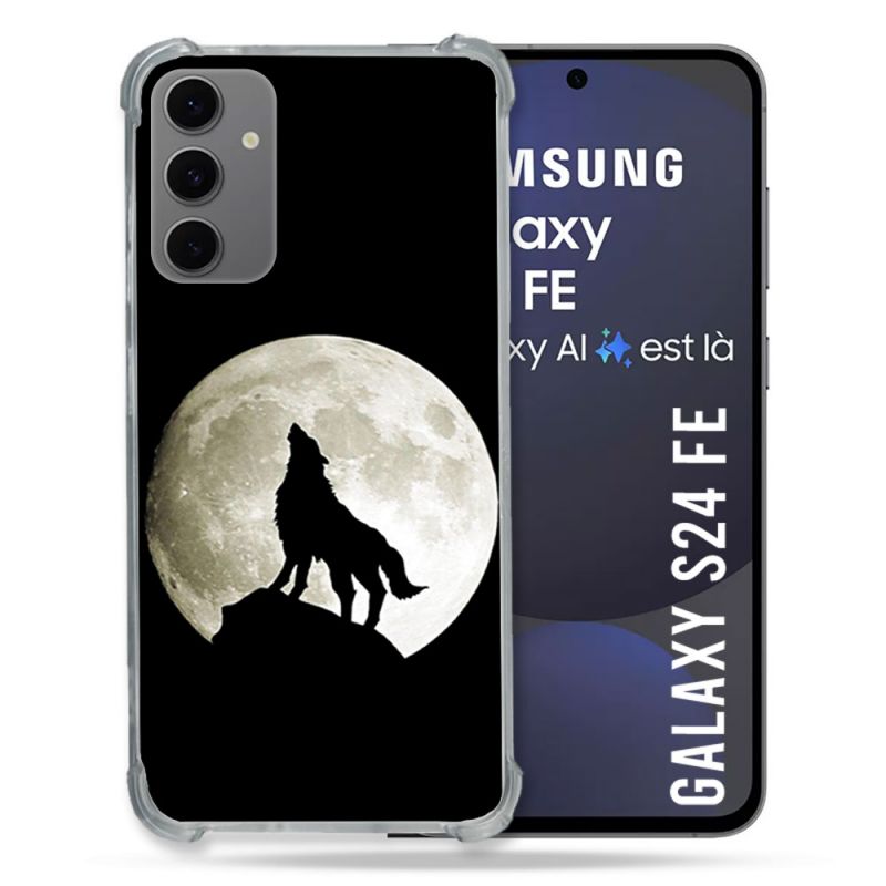 Coque Renforcée Pour Samsung Galaxy S24 FE Animal Loup Noir