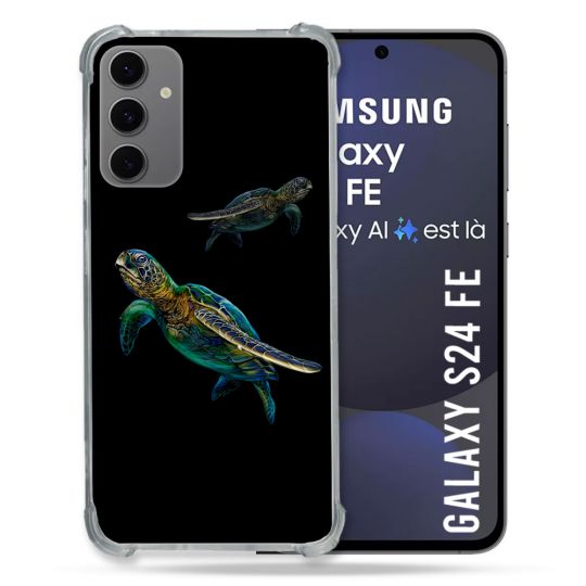 Coque Renforcée Pour Samsung Galaxy S24 FE Animal Tortue Noire multicolore