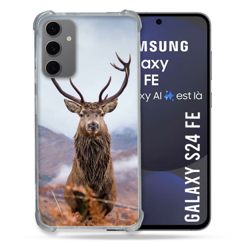 Coque Renforcée Pour Samsung Galaxy S24 FE Chasse Chevreuil Montagne