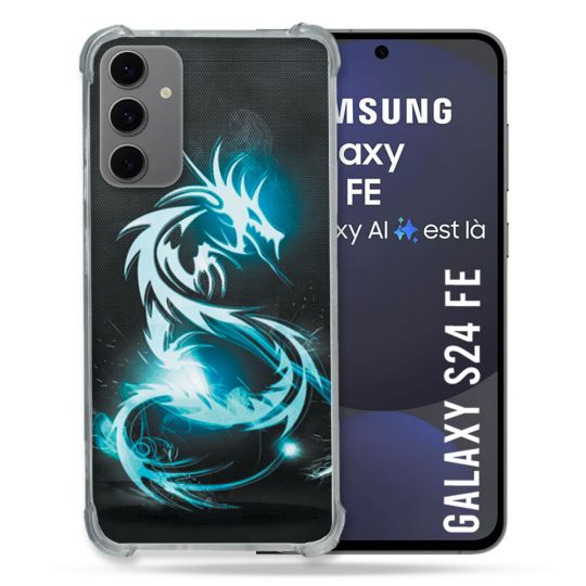 Coque Renforcée Pour Samsung Galaxy S24 FE Fantastique Dragon Bleu