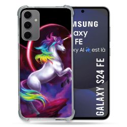 Coque Renforcée Pour Samsung Galaxy S24 FE Fantastique Licorne Arc en ciel