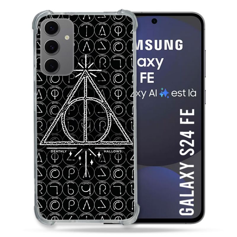 Coque Renforcée Pour Samsung Galaxy S24 FE Harry Potter Hollows Triangle Noir