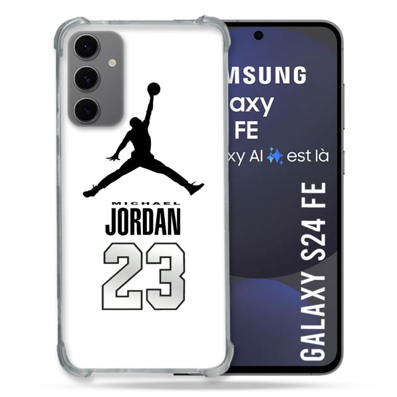 Coque Renforcée Pour Samsung Galaxy S24 FE Jordan 23 Blanc
