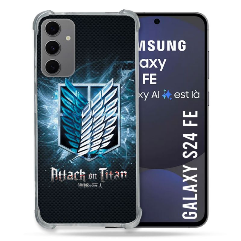 Coque Renforcée Pour Samsung Galaxy S24 FE Manga Attaque Titans Noir
