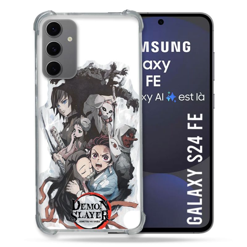 Coque Renforcée Pour Samsung Galaxy S24 FE Manga Demon Slayer Blanc