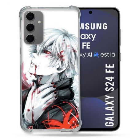 Coque Renforcée Pour Samsung Galaxy S24 FE Manga Tokyo Ghoul Kaneki Blanc
