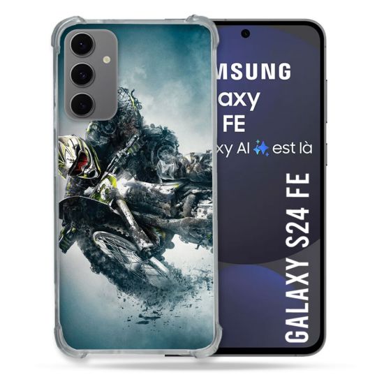 Coque Renforcée Pour Samsung Galaxy S24 FE Moto Cross Ombre