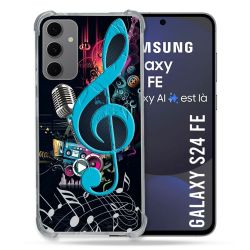 Coque Renforcée Pour Samsung Galaxy S24 FE Musique Cle Sol Bleu