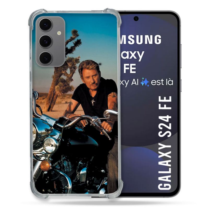 Coque Renforcée Pour Samsung Galaxy S24 FE Musique Johnny Hallyday Moto