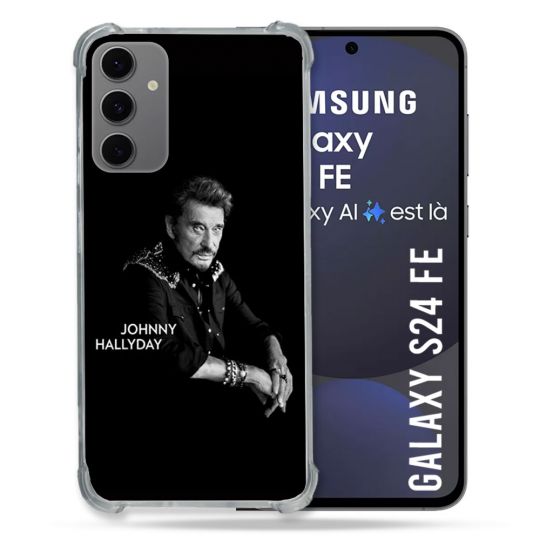 Coque Renforcée Pour Samsung Galaxy S24 FE Musique Johnny Hallyday Noir