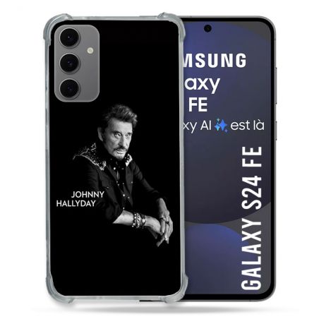 Coque Renforcée Pour Samsung Galaxy S24 FE Musique Johnny Hallyday Noir