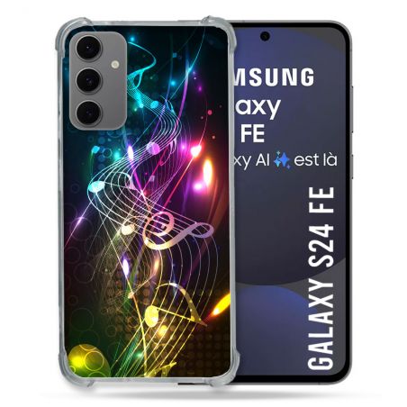 Coque Renforcée Pour Samsung Galaxy S24 FE Musique Partition Multicolore