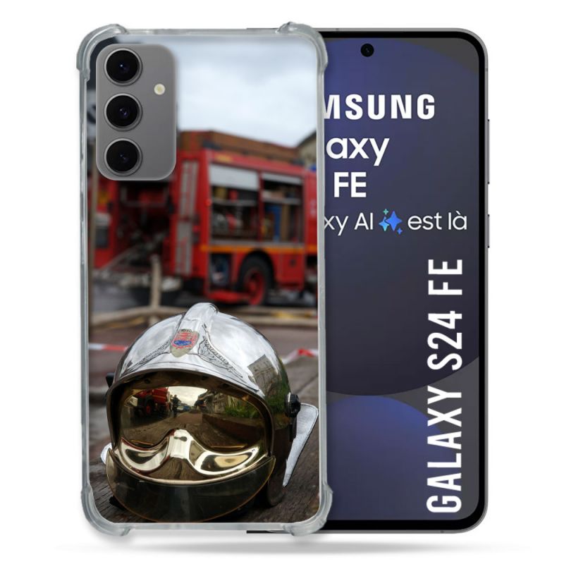 Coque Renforcée Pour Samsung Galaxy S24 FE Pompier Casque Camion