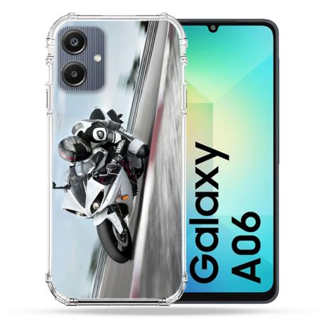 Coque Renforcée Pour Samsung Galaxy A06 Moto Course GP Blanche