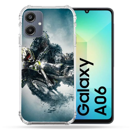 Coque Renforcée Pour Samsung Galaxy A06 Moto Cross Ombre