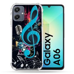 Coque Renforcée Pour Samsung Galaxy A06 Musique Cle Sol Bleu