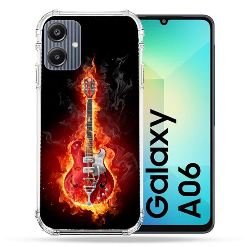 Coque Renforcée Pour Samsung Galaxy A06 Musique Guitare Electrique