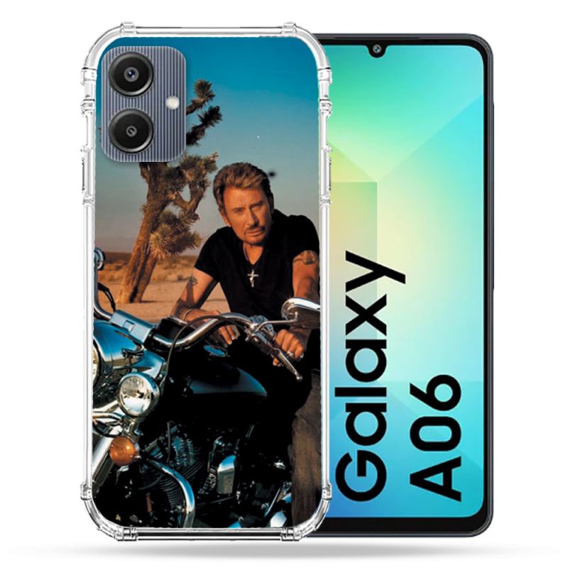 Coque Renforcée Pour Samsung Galaxy A06 Musique Johnny Hallyday Moto