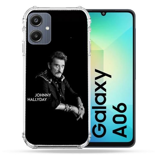 Coque Renforcée Pour Samsung Galaxy A06 Musique Johnny Hallyday Noir