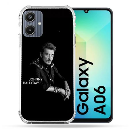 Coque Renforcée Pour Samsung Galaxy A06 Musique Johnny Hallyday Noir