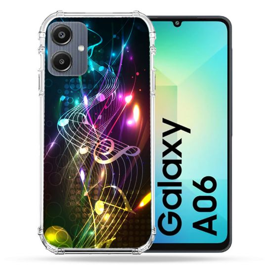 Coque Renforcée Pour Samsung Galaxy A06 Musique Partition Multicolore