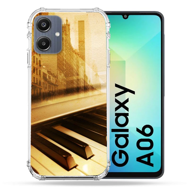 Coque Renforcée Pour Samsung Galaxy A06 Musique Piano Retro