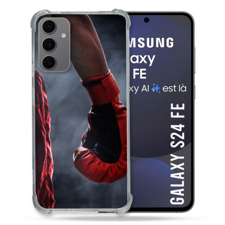 Coque Renforcée Pour Samsung Galaxy S24 FE Sport Boxe Gant Rouge