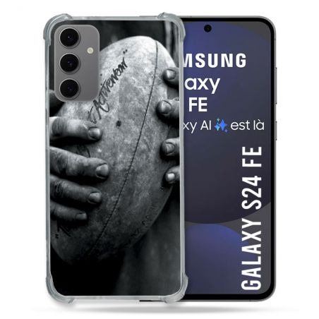 Coque Renforcée Pour Samsung Galaxy S24 FE Sport Rugby Ballon Vintage