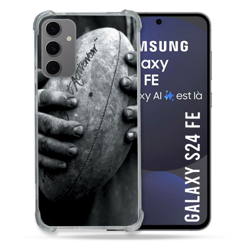 Coque Renforcée Pour Samsung Galaxy S24 FE Sport Rugby Ballon Vintage