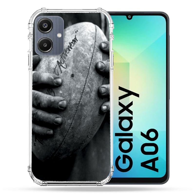 Coque Renforcée Pour Samsung Galaxy A06 Sport Rugby Ballon Vintage